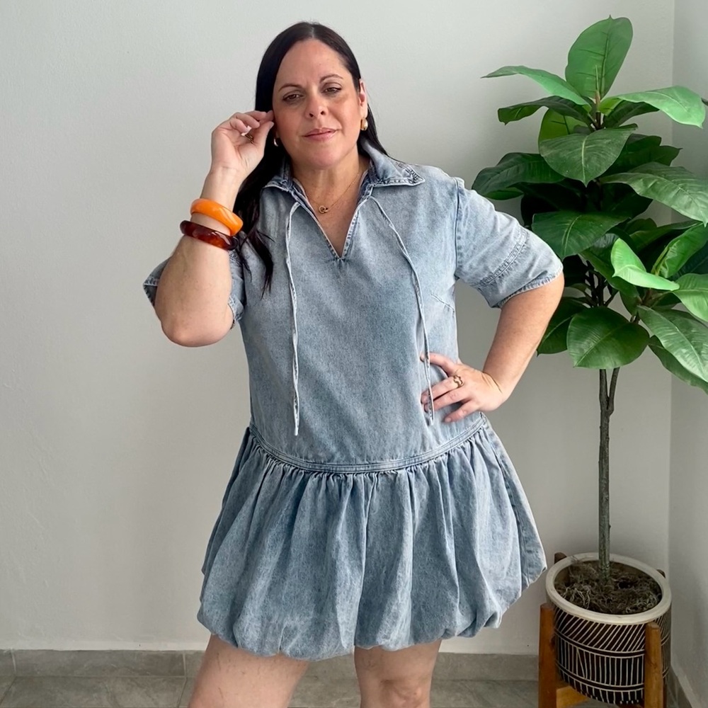 Denim Short-Sleeve Dress
